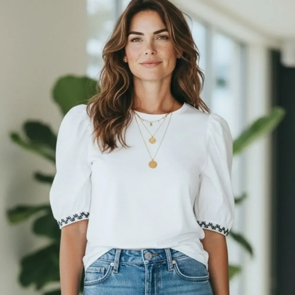 Zara White Puff Sleeve Blouse